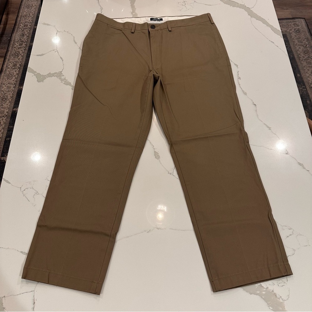 Lands’ End Men Tailored Fit Beige Dress Pants 38 x 29 Khaki Chino Cotton Work